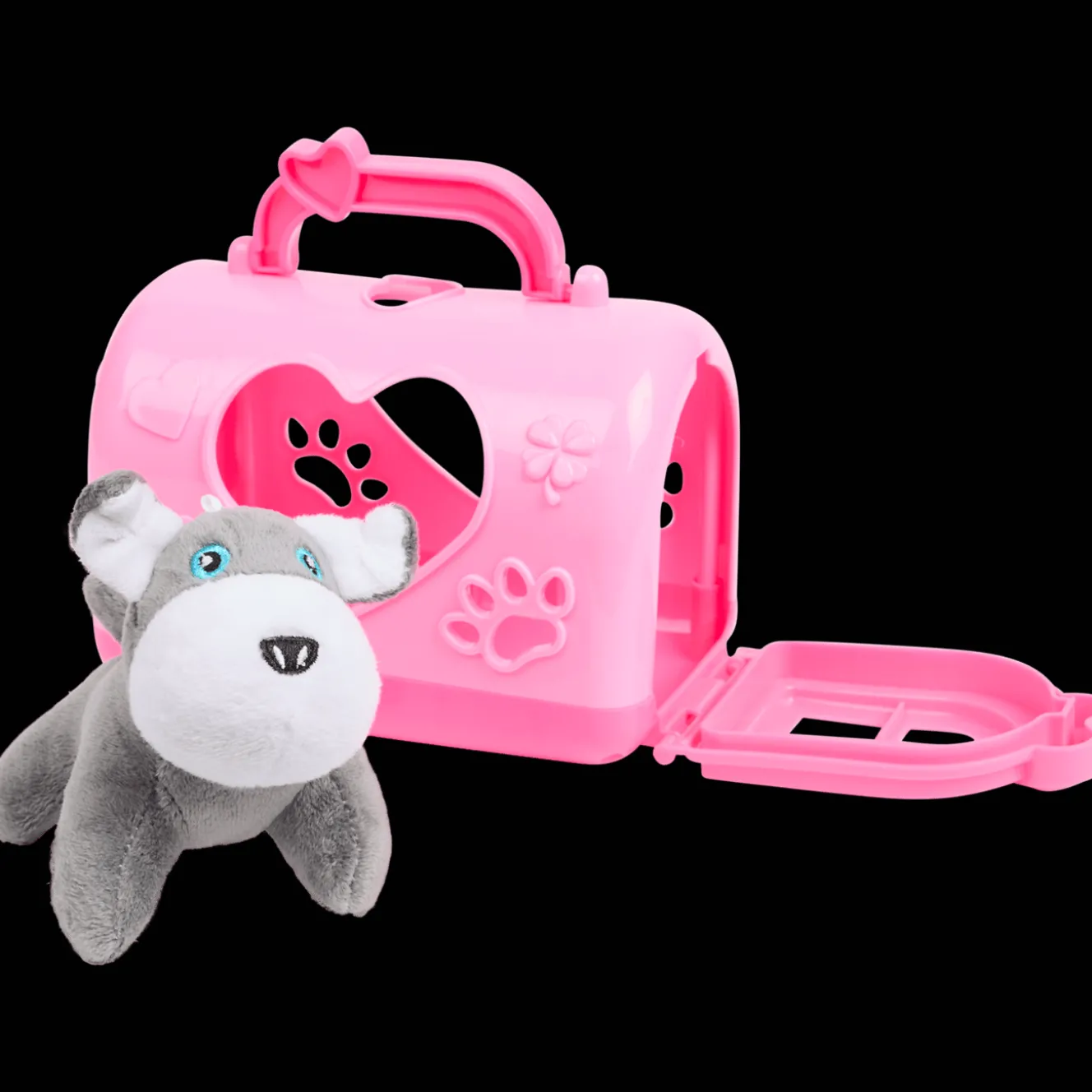 Peluches Et Poupées*Action Animal avec caisse de transport