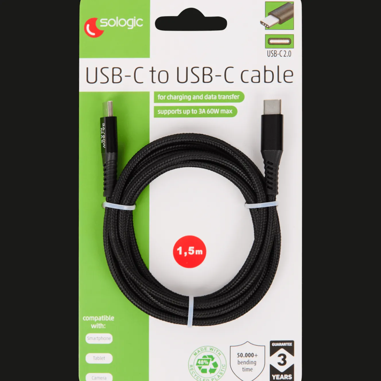 Câbles Et Répartiteur*Action Câble de charge et de transfert de données Sologic USB-C vers USB-C