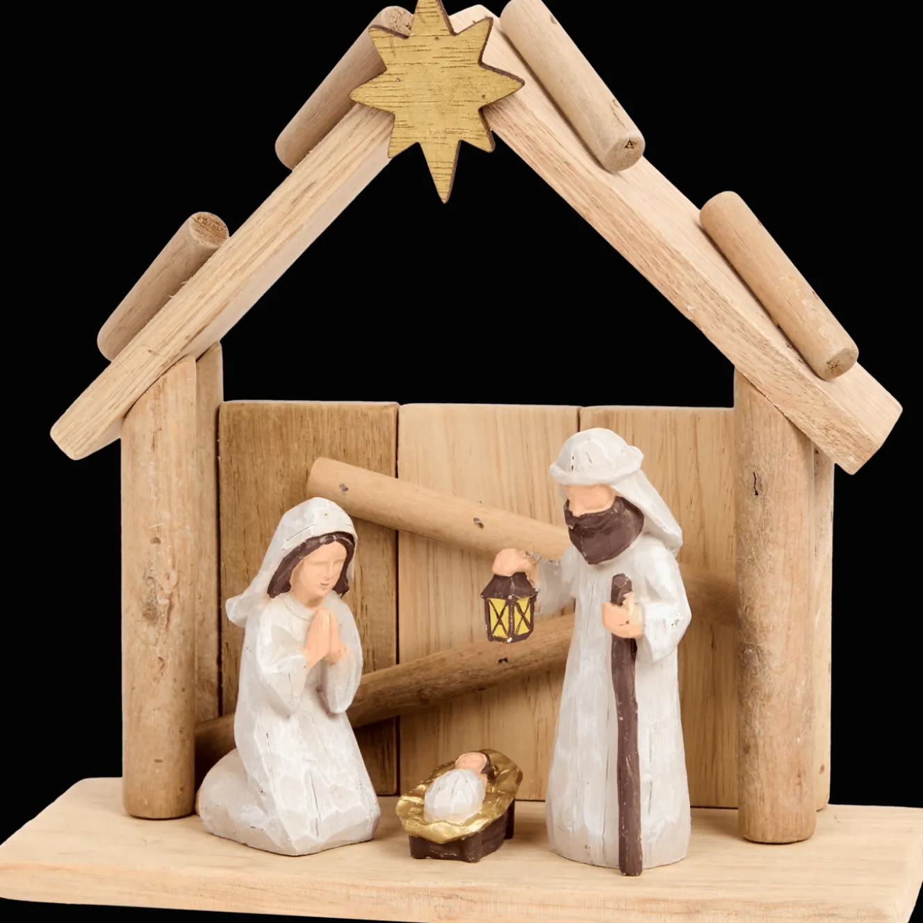 Décoration Saisonnière*Action Crèche de Noël en bois Absolu Chic