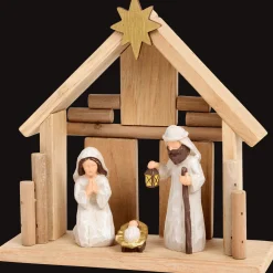 Décoration Saisonnière*Action Crèche de Noël en bois Absolu Chic