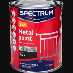 Peinture*Spectrum Laque satinée pour bois 2-en-1 Noir