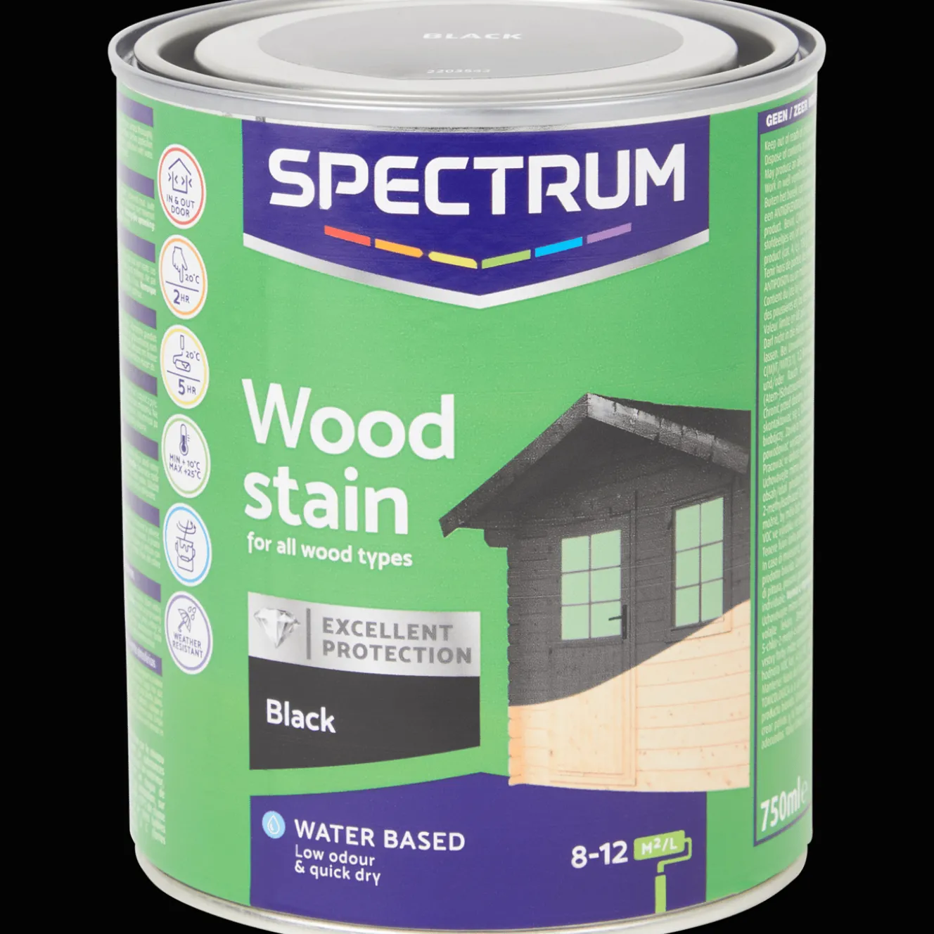 Peinture*Spectrum Lasure noire opaque pour bois