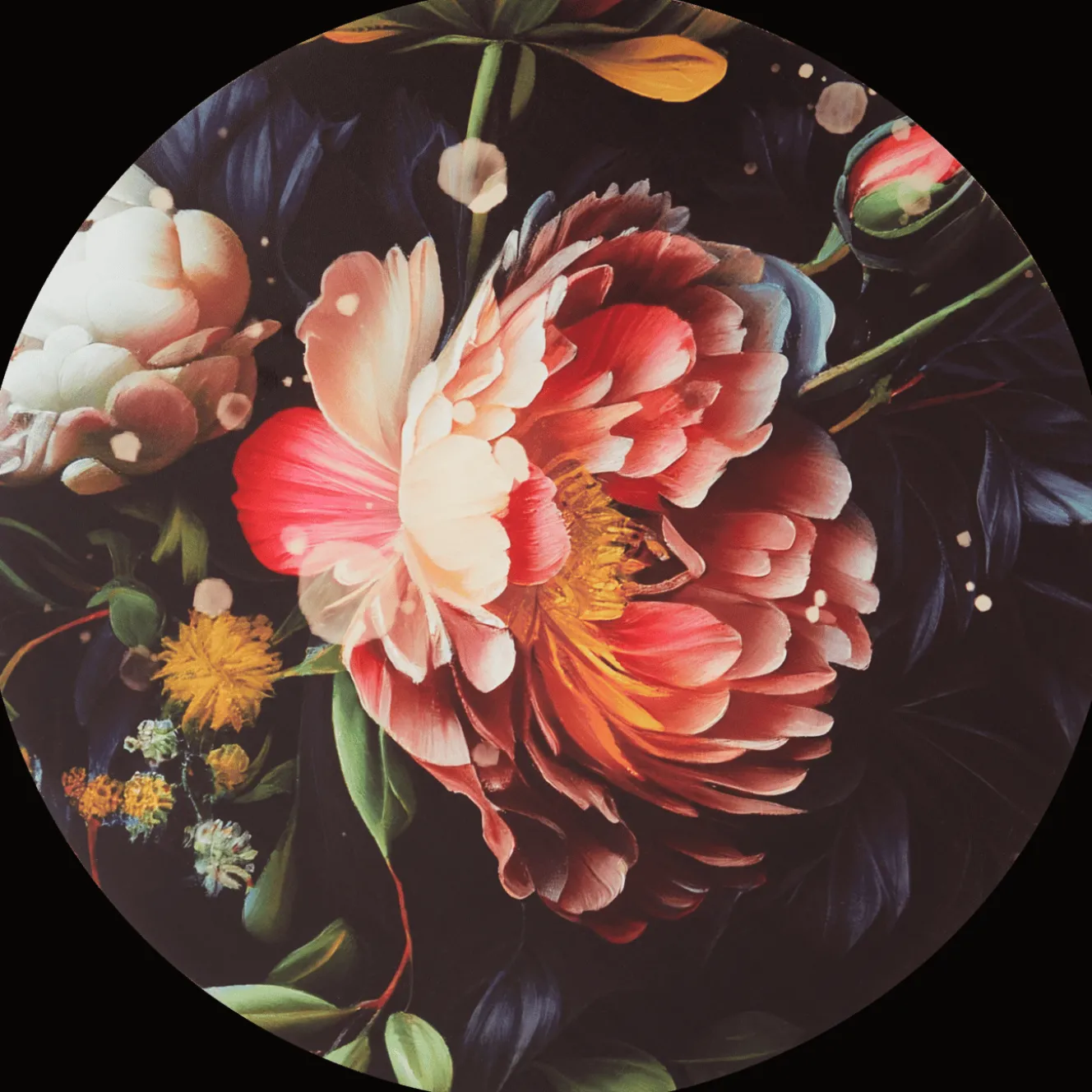 Cadres Photo*Action Peinture florale ronde