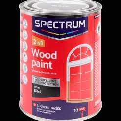 Peinture*Spectrum Peinture laque satinée pour bois 2-en-1 Noir