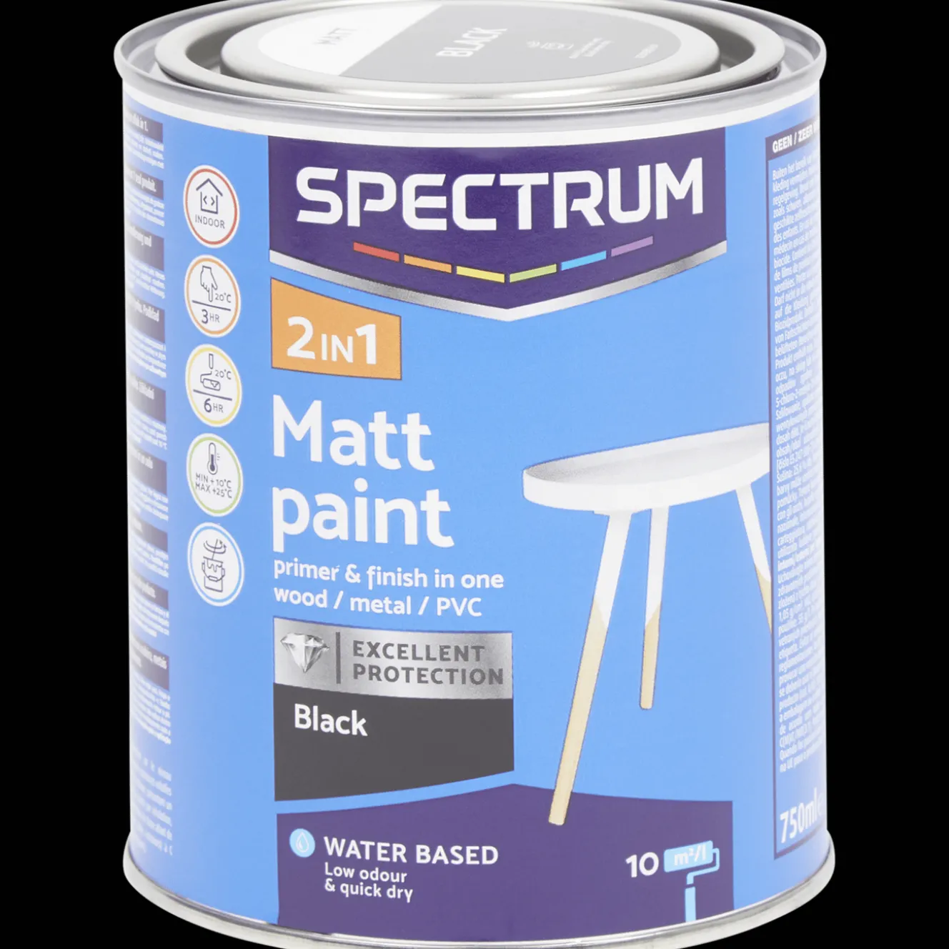 Peinture*Spectrum Peinture mate 2-en-1 Noir