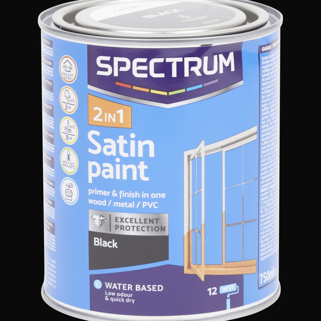 Peinture*Spectrum Peinture satinée 2-en-1 Noir
