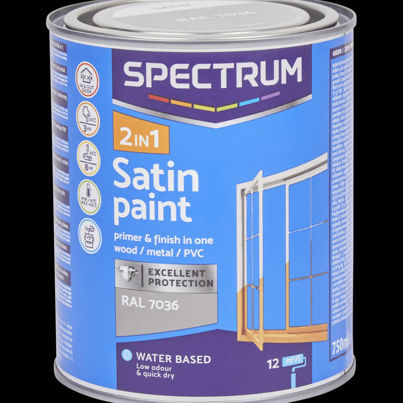 Peinture*Spectrum Peinture satinée 2-en-1 RAL 7036